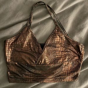 SHEIN BAE Crisscross Back Crocodile Embossed Cami Top